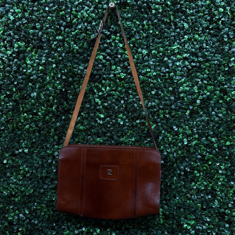 Vintage Pierre Cardin Brown Leather Shoulder Bag Crossbody Purse